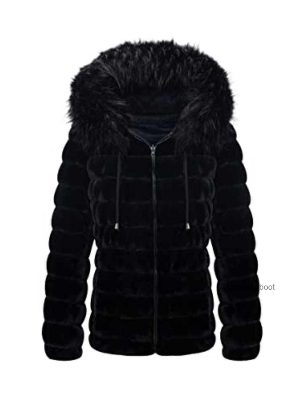 Reversible Faux Fur Puffer Jacket Hooded Winter Coat